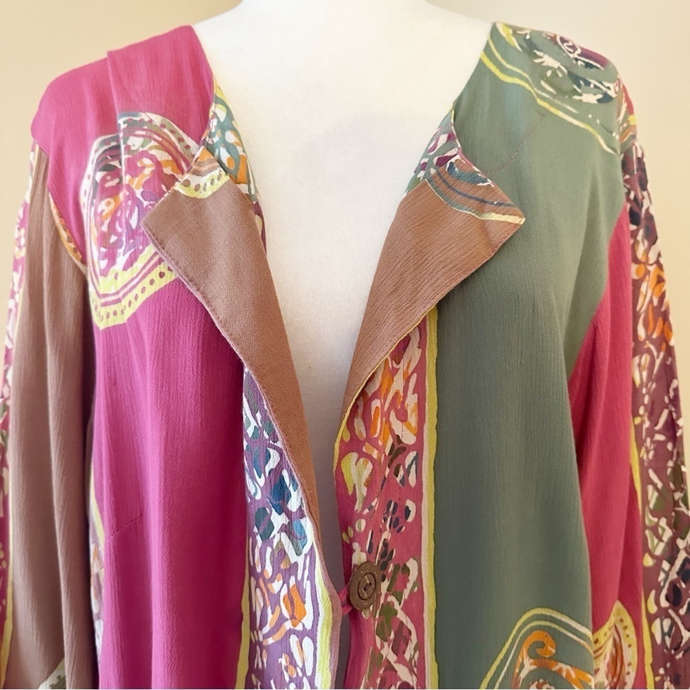 Soft Surroundings Batik One Button Topper Kimono Cardigan - Small - Picture 8 of 12